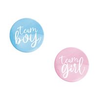 Boutons Team Boy ou Team Girl – Gender Reveal – 10/Pqt