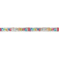 Bannière métallisée - Pois arc-en-ciel - Happy Birthday - 12'