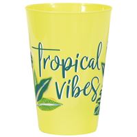 Gobelets en plastique avec motifs de feuilles tropicales