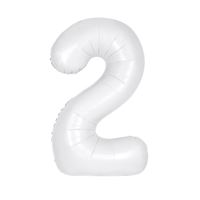 Mylar Supershape Chiffre 2 - Blanc Mat - 34" - 1/Pqt