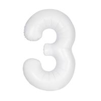 Mylar Supershape Chiffre 3 - Blanc Mat - 34" - 1/Pqt