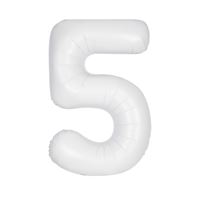 Mylar Supershape Chiffre 5 - Blanc Mat - 34" - 1/Pqt