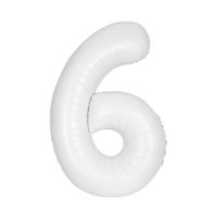 Mylar Supershape Chiffre 6 - Blanc Mat - 34" - 1/Pqt
