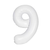 Mylar Supershape Chiffre 9 - Blanc Mat - 34" - 1/Pqt
