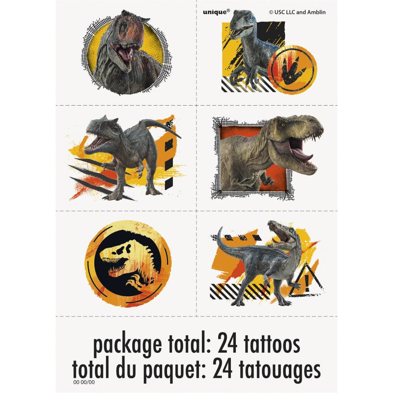 Tatouages - Le Monde Jurassique 3 - 24/Pqt