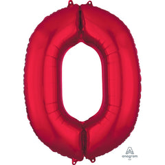 Mylar supershape - Chiffre 0 - Rouge - 34"