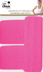 Bandeau et poignets éponge - rose fluo