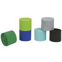 Kit de serpentins en papier crépe - Bleu - Vert - Gris - Noir - 20' - 6/Pqt