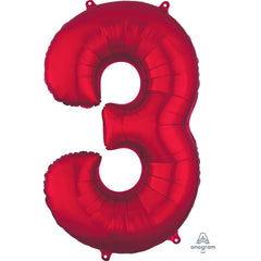 Mylar supershape - Chiffre 3 - Rouge - 34"