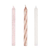 Chandelle d'anniversaire - Spirales Pailletées - Or Rose – 24/Pqt