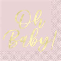 Serviettes de Table - Oh Baby - Rose - 16/Pqt