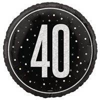 Mylar - GLITZ 40 - Noir et Argent - 18"