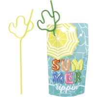 Pochettes à boisson avec pailles en forme de cactus – Plaisir d’été - 18oz - 4/Pqt