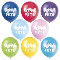 Ballons en latex de 12" - Bonne fête éclatantes - 8/Pqt