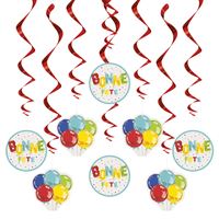 Décorations tourbillons suspendues - Bonne fête éclatantes - 8/Pqt