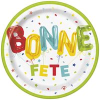 Assiettes à Dessert - Bonne Fête Éclatantes - 7" - 8/Pqt