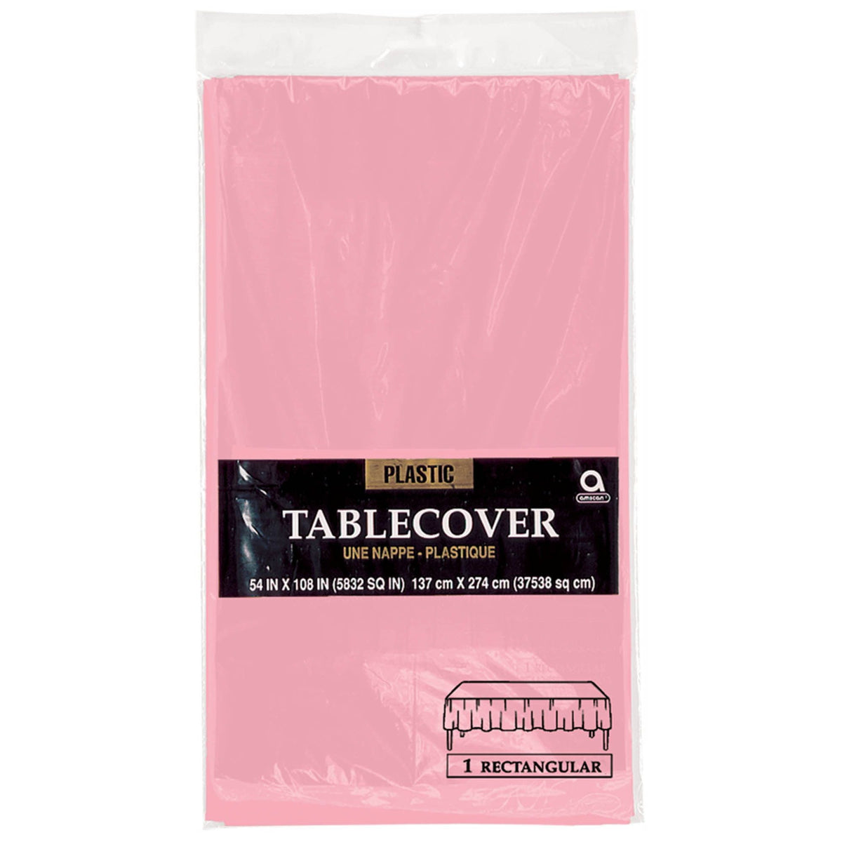 Nappe en plastique - Rose Bébé - 54" x 108"