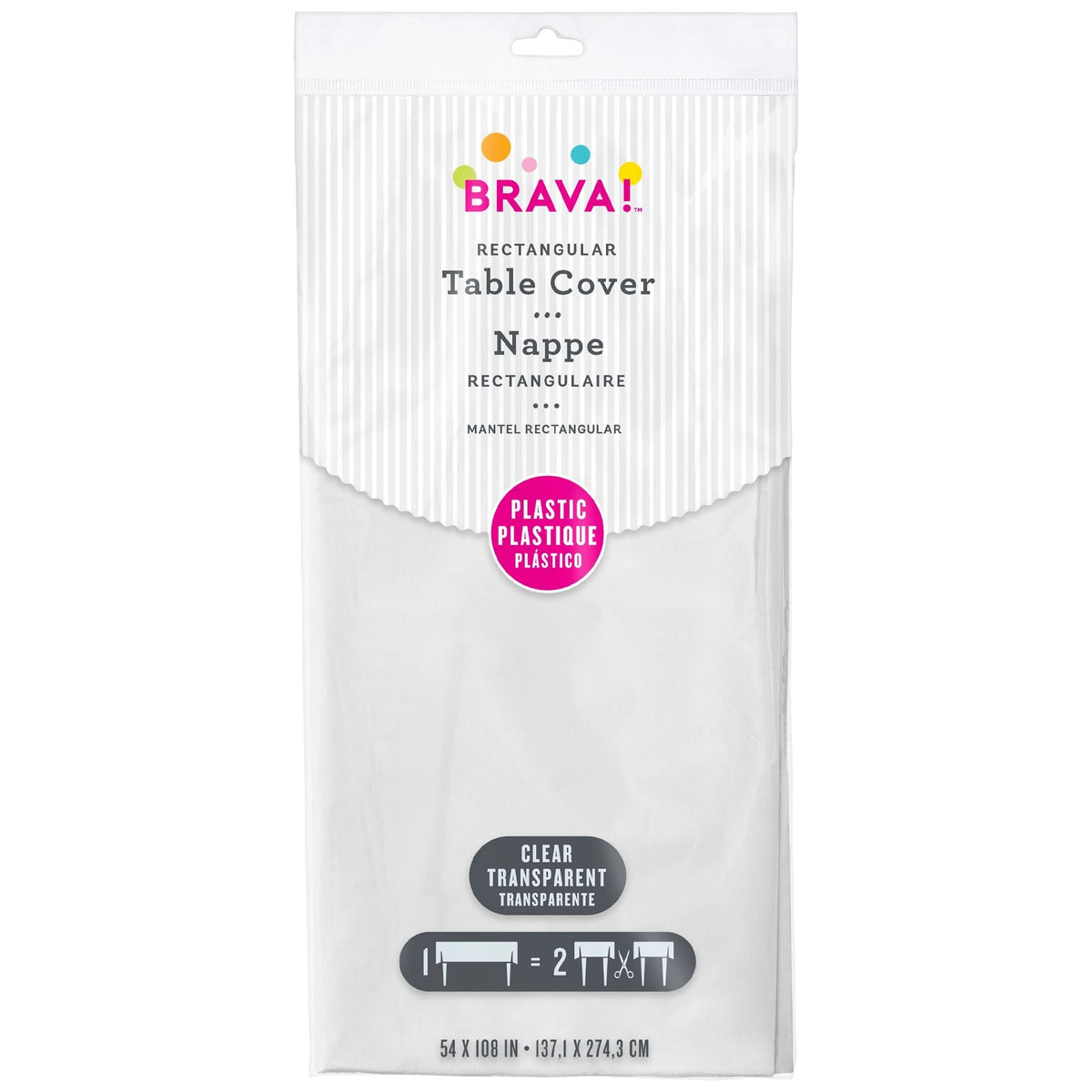 Nappe en plastique - Blanc - 54" x 108"