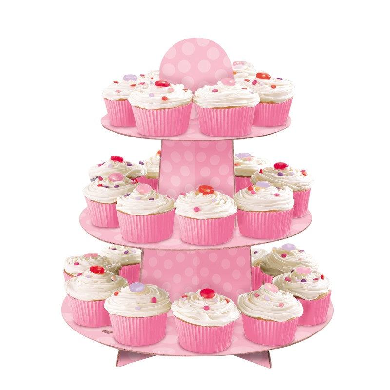 Présentoir à Muffin en carton - Rose bébé