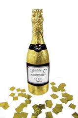 Bouteille canon à confettis papier - 32 cm - or