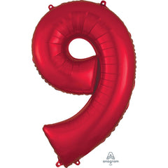 Mylar supershape - Chiffre 9 - Rouge - 34"