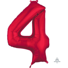 Mylar supershape - Chiffre 4 - Rouge - 34"
