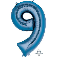 Mylar supershape - Chiffre 9 - Bleu - 34"