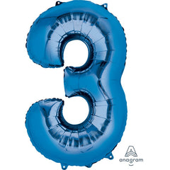 Mylar supershape - Chiffre 3 - Bleu - 34"