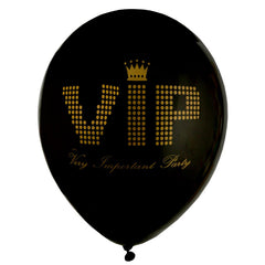 Ballon en latex noir - V.I.P - 9" - 8/Pqt