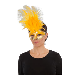 Masque vénitien avec plume - Taille Unique