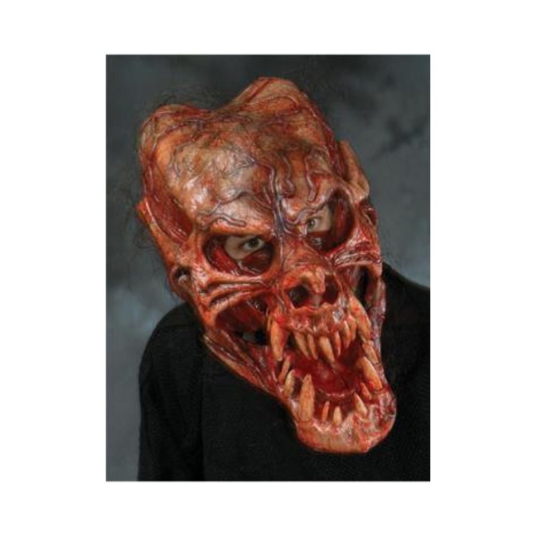 Masque Bête Féroce avec bouche mobile pour un effet réaliste et terrifiant, parfait pour Halloween et costumes d’horreur.