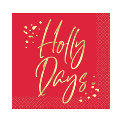 Serviettes à breuvage de Noël – Holly Days – 16/Pqt Unique