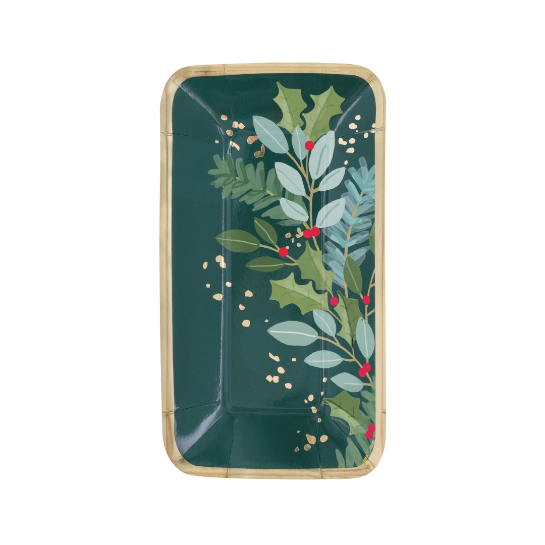 Assiettes à apéritif de Noël – Holly Days – 9" x 5" – 8/Pqt Unique