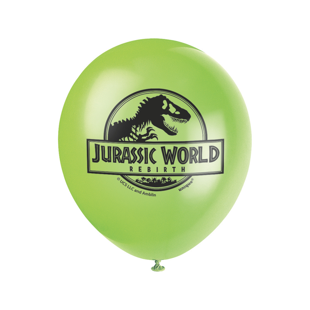 Ballons en latex – Jurassic World 4 – 12" – 8/Pqt Unique Industries