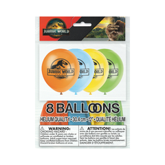 Ballons en latex – Jurassic World 4 – 12" – 8/Pqt Unique Industries