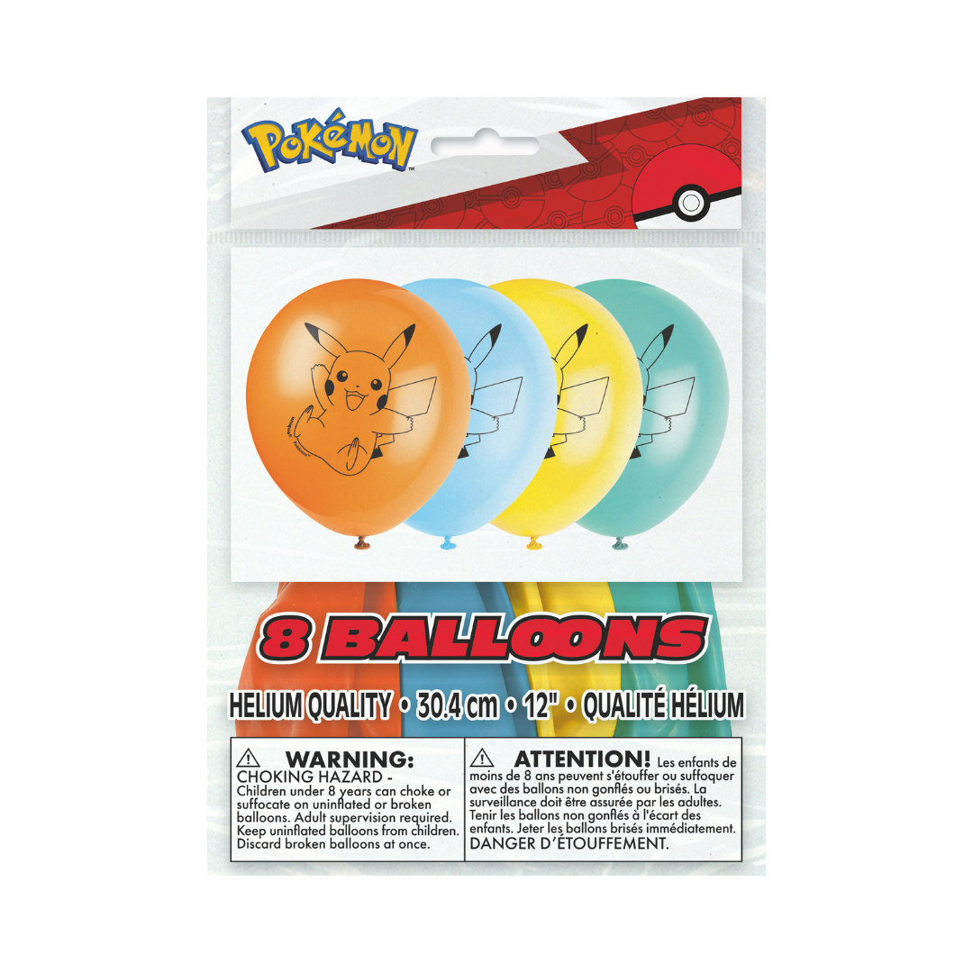 Ballons en latex – Pokémon – 12" – 8/Pqt Unique Industries