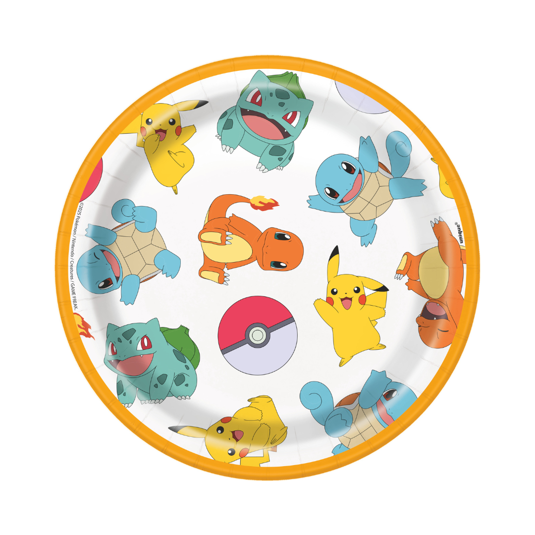 Assiettes à dessert rondes 7" – Pokémon – 8/Pqt Unique Industries