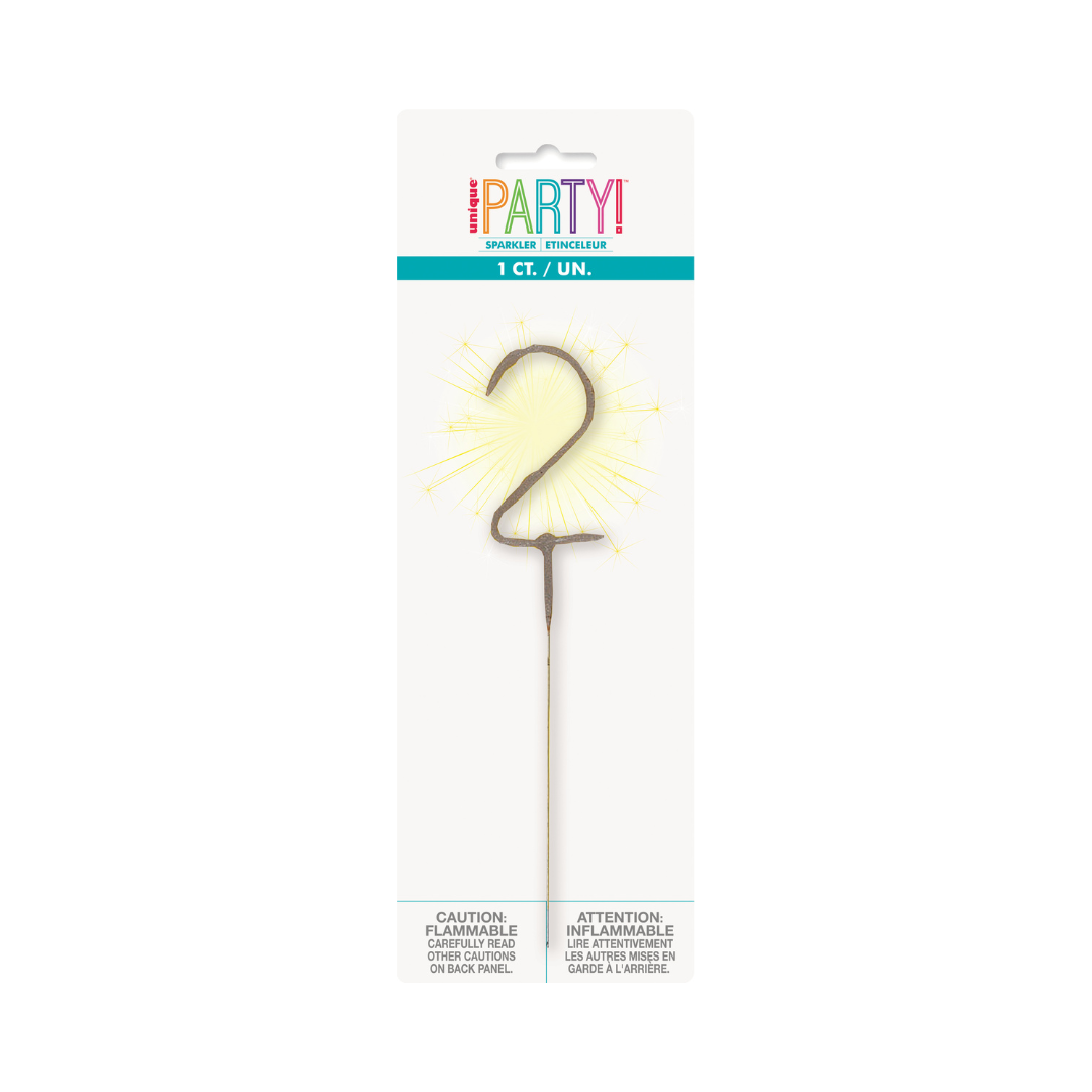 Feux de bengale pour gâteau - Chiffre 2 - 7" Unique