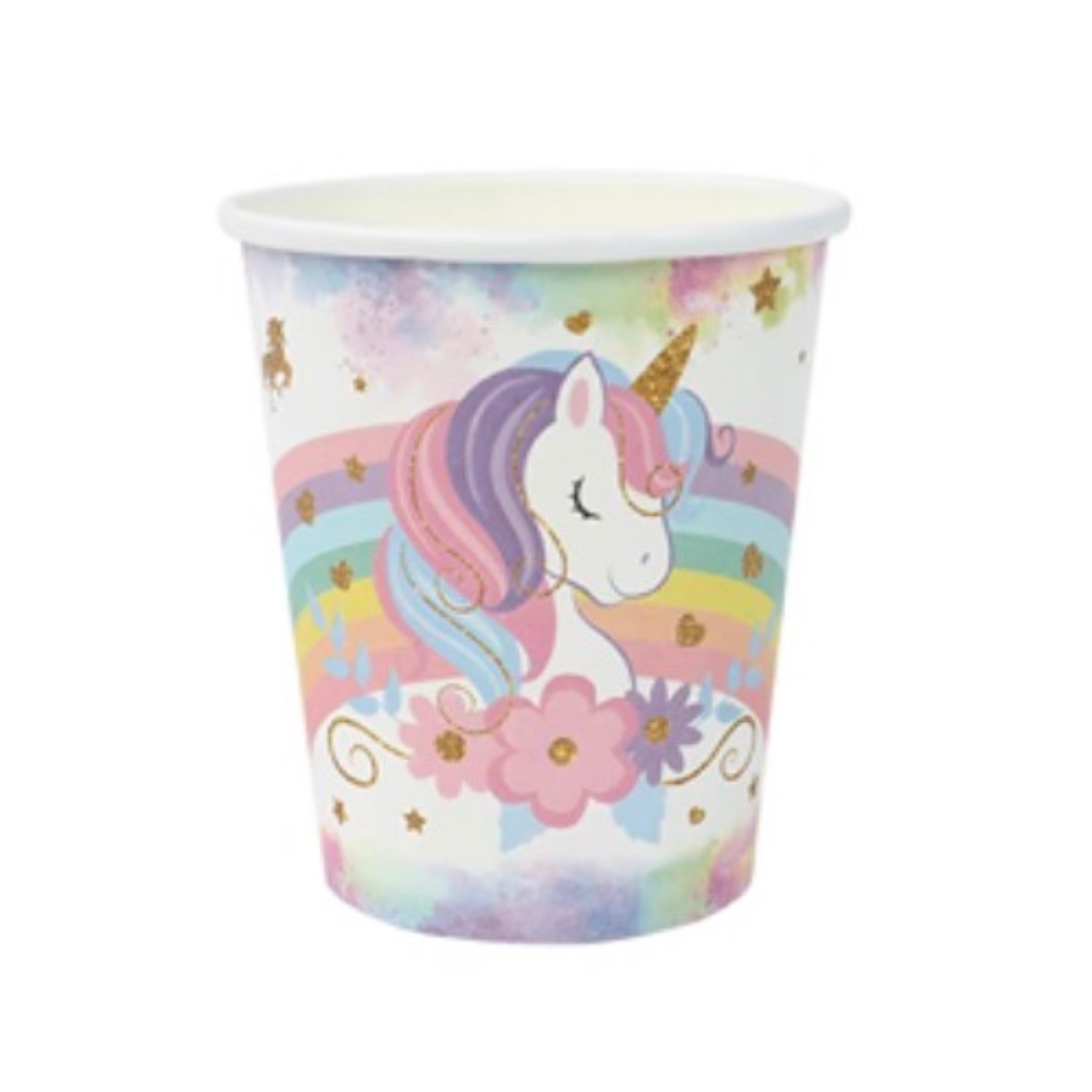 Verres en Papier - Licorne - 8/Pqt J-FÊTE EXTRÊME