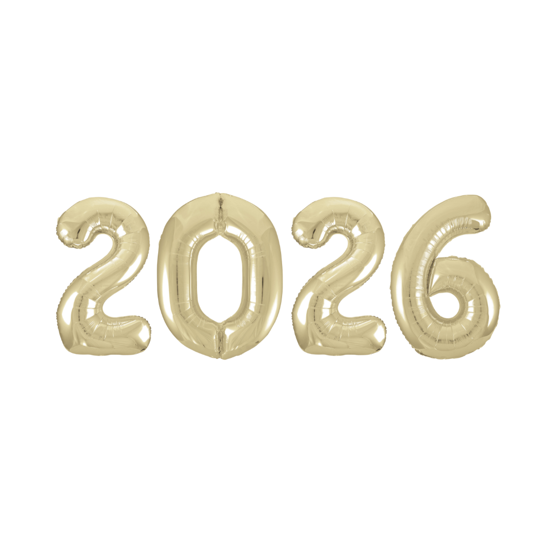 Ballons Chiffres - 2026 - Or - 34" - 4/Pqt Unique
