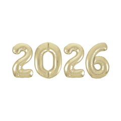 Ballons Chiffres - 2026 - Or - 34" - 4/Pqt Unique