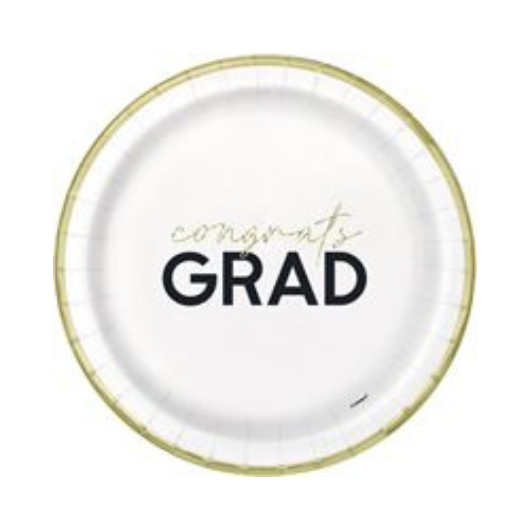 Assiettes à Repas - « Congrats Grad » - 9" - 8/Pqt (Carton Laminé) Unique