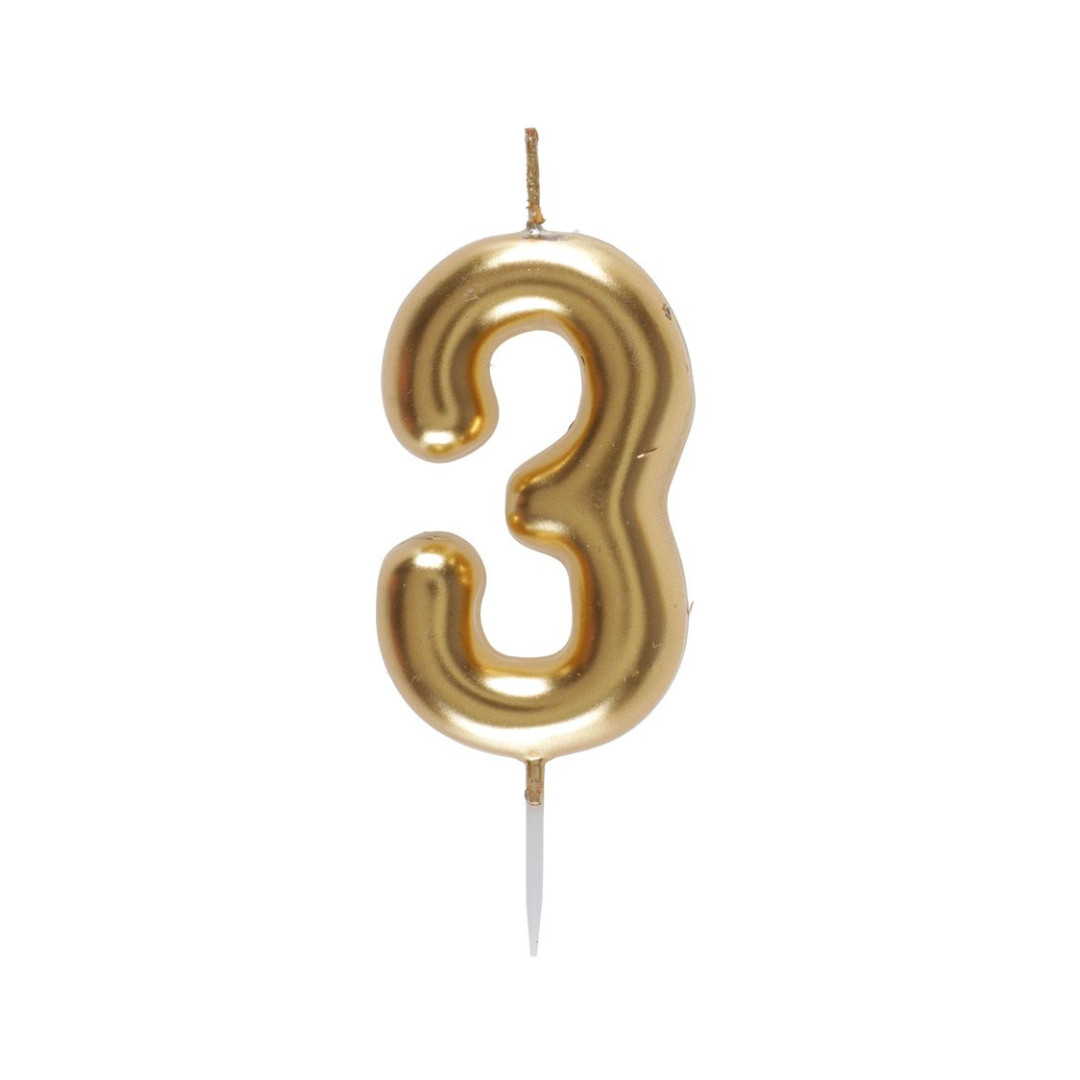 Bougie Chiffre Or - N°3 - 4 x 9 cm*** BLC