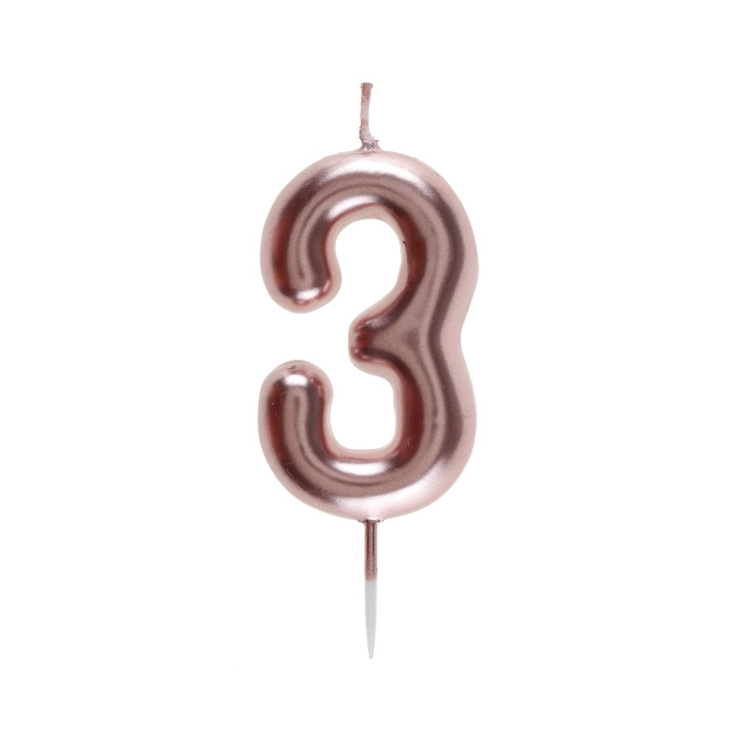 Bougie Chiffre Rose Gold - N°3 - 4 x 9 cm*** BLC