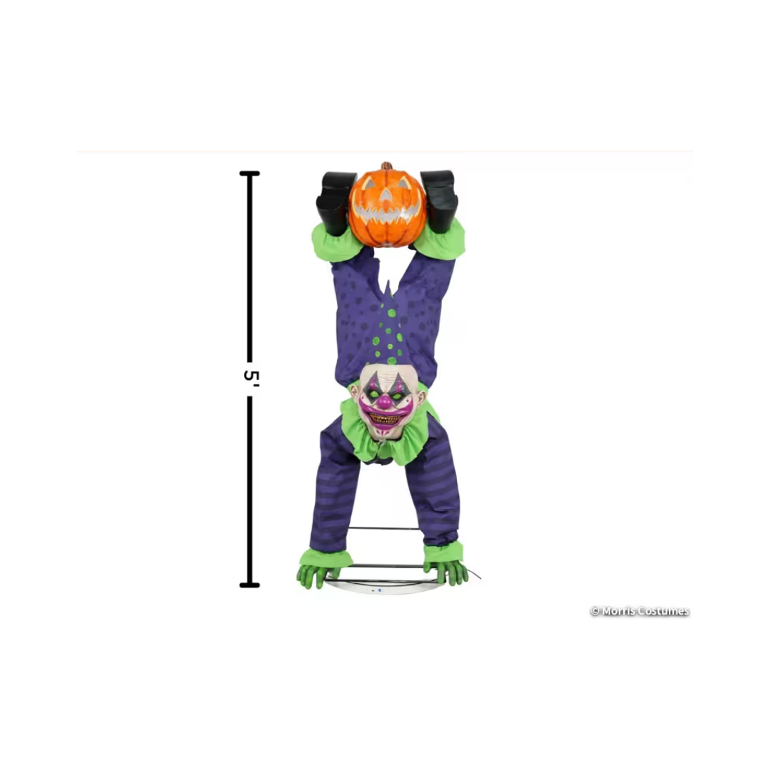 Décoration d’Halloween animée – Clown inversé lumineux avec citrouille – 5 pi Morris Costumes