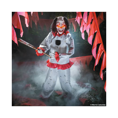 Décoration d’Halloween animée – Clown inversé lumineux avec citrouille – 5 pi Morris Costumes