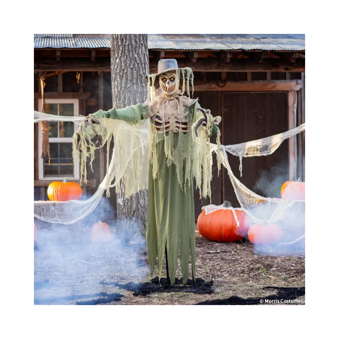 Décoration d’Halloween animée – Épouvantail Inferno à tête en flammes – 6 pi Morris Costumes