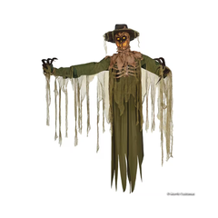 Décoration d’Halloween animée – Épouvantail Inferno à tête en flammes – 6 pi Morris Costumes