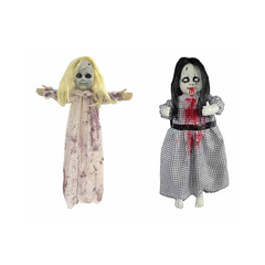 bloody and frightening doll hanging