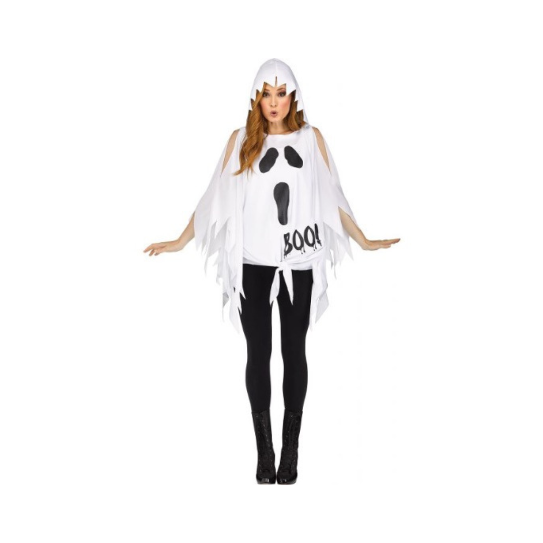 Poncho à capuche - Fantôme - Adulte - Taille Unique